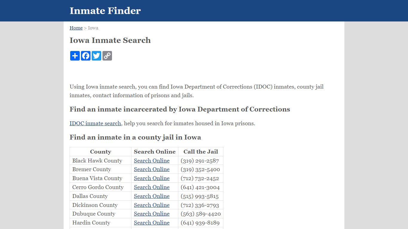 Iowa Inmate Search - Inmate Finder